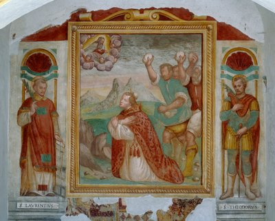 The Martyrdom of Saint Stephen between Saints Lawrence and Theodor by Italian School